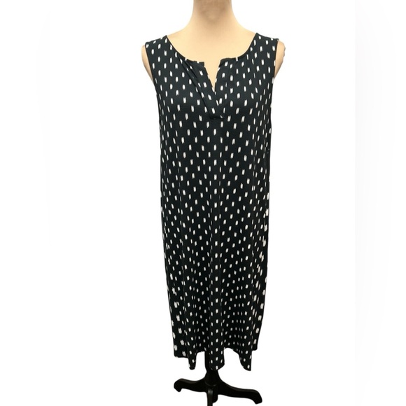 J. Jill Wearever Collection A Line Black & White Print Sleeveless Dress Sz Large - Picture 2 of 12